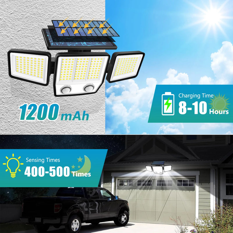 Refletor Led Solar Com 3 Cabeças 800W - EcoLight