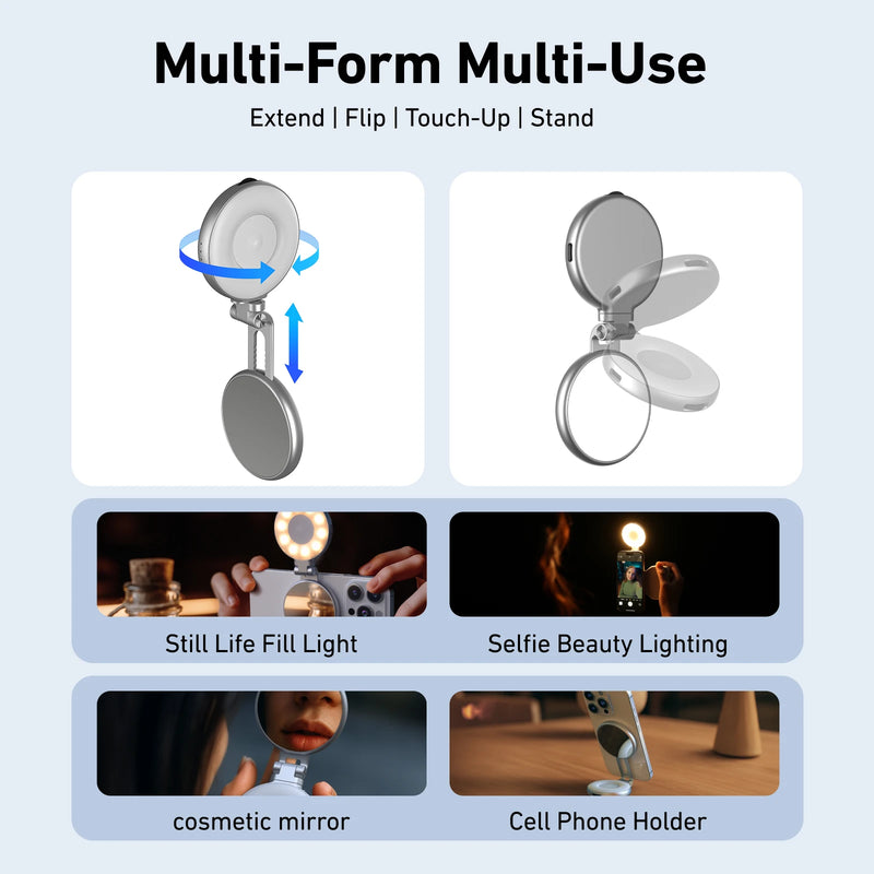 📸 Suporte Magnético Bluetooth TELESIN P1-MP-10 – Estabilizador Portátil com Luz e Controle Remoto