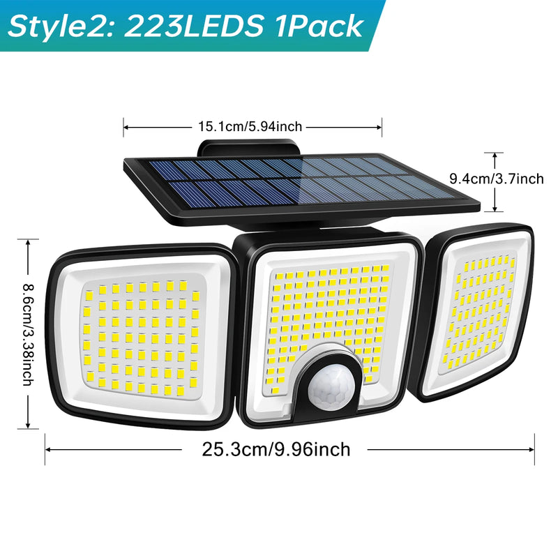 Refletor Led Solar Com 3 Cabeças 800W - EcoLight