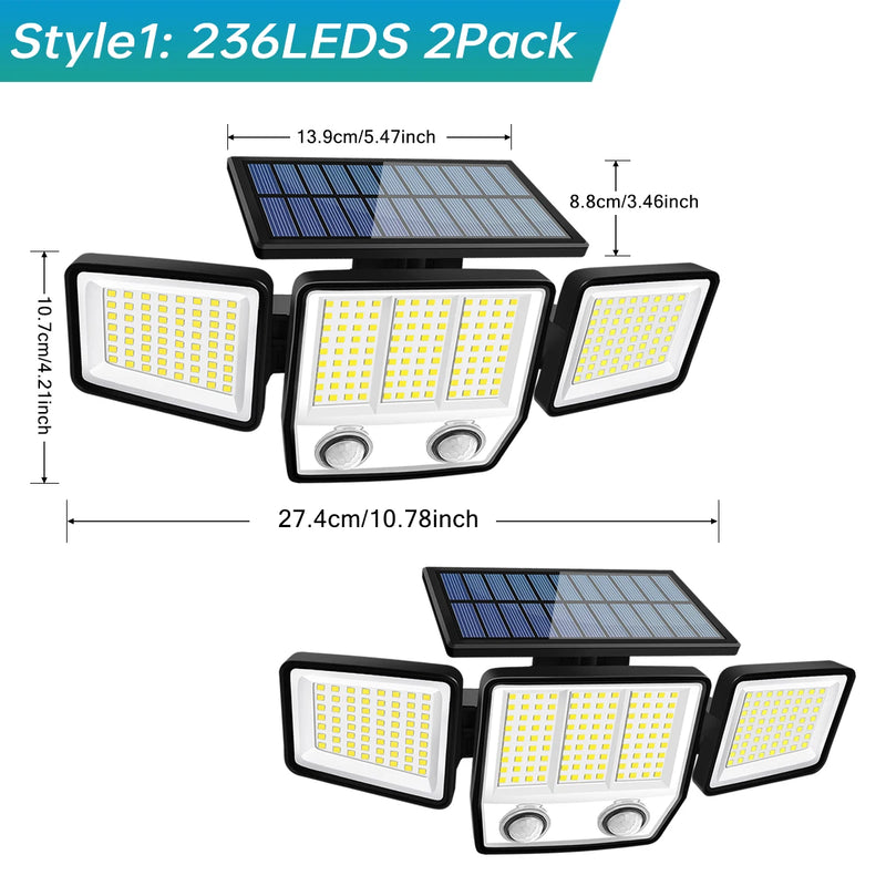 Refletor Led Solar Com 3 Cabeças 800W - EcoLight