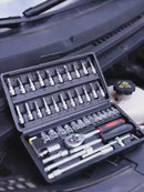 46 Peças Jogo De Chave Catraca Caixa De Ferramentas Completa Reversível Soquetes Maleta